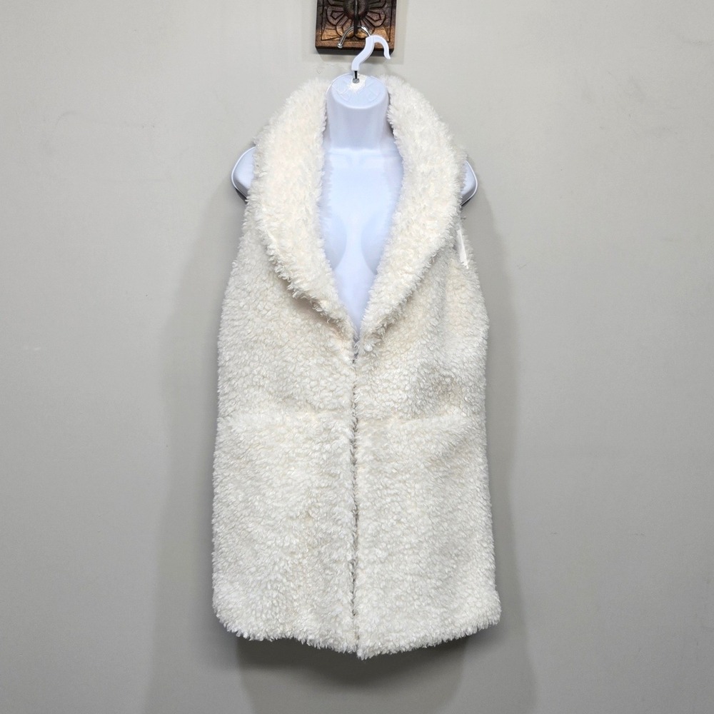 Betsey Johnson Teddy Vest Small Ivory Faux Fur Sherpa Indie Sleaze Romantic Cozy